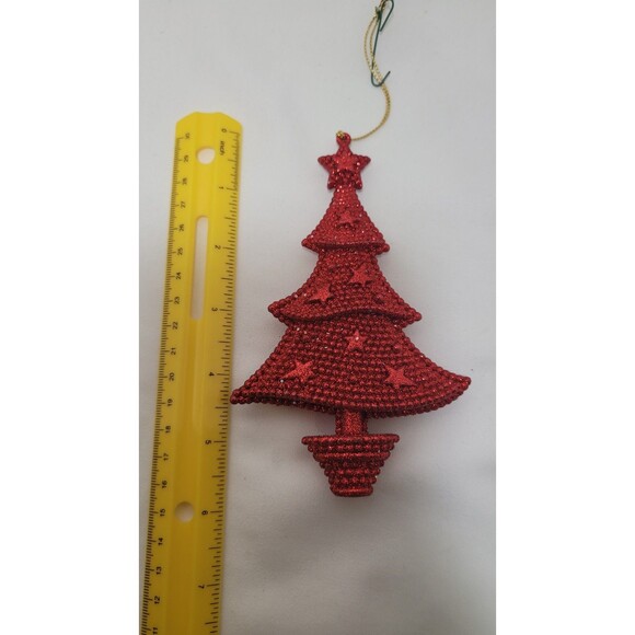 Christmas Tree Ornament Red Glitter 6" - Picture 3 of 3